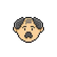 old man head in pixel art style vector