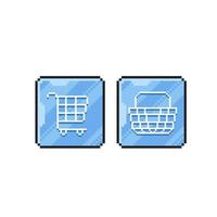 shopping button in pixel art style vector