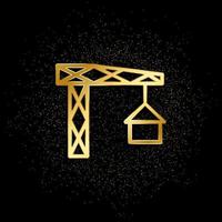 Building, construction, house gold icon. Vector illustration of golden particle background. Real estate concept vector illustration .