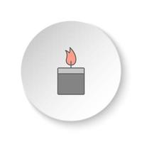 Round button for web icon, Candle symbol. Button banner round, badge interface for application illustration on white background vector