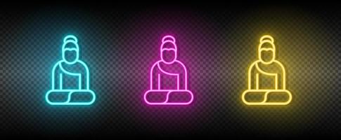Buddha symbol neon vector icon.