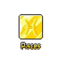 pisces gold token in pixel art style vector