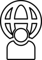 Line vector icon user, global. Outline vector icon on white background