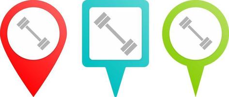 Dumbbell pin icon. Multicolor pin vector icon, diferent type map and navigation point.