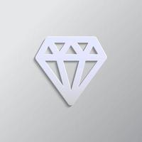 Diamond paper style, icon. Grey color vector background- Paper style vector icon.