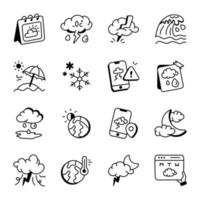 Set of Climate Conditions Icons in Sketchy Style vector