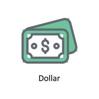 Dollar Vector Fill Outline Icons. Simple stock illustration stock