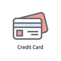 Credit Card Vector Fill Outline Icons. Simple stock illustration stock