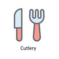 Cutlery Vector Fill Outline Icons. Simple stock illustration stock