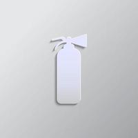 burn, extinguisher paper style icon. Grey color vector background- Paper style vector icon.