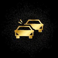 auto, coche colisión oro, icono. vector ilustración de dorado partícula antecedentes . vector oro antecedentes