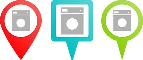 Washer pin icon. Multicolor pin vector icon, diferent type map and navigation point.