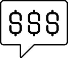 línea vector icono charlar, charla burbuja, dólares, dinero. contorno vector icono en blanco antecedentes