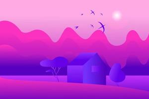 Nice abstract house. Vector illustration. alone house in forest. abstract background.