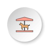 Round button for web icon, Horse, carousel. Button banner round, badge interface for application illustration on white background vector