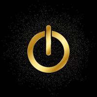 Power button gold, icon. Vector illustration of golden particle on gold vector background