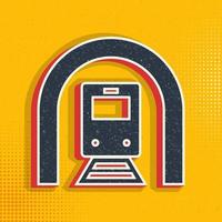 Train, tunnel pop art, retro icon. Vector illustration of pop art style on retro background