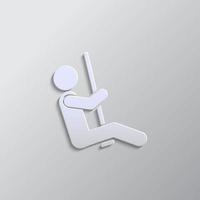 Swings, man paper style, icon. Grey color vector background- Paper style vector icon.