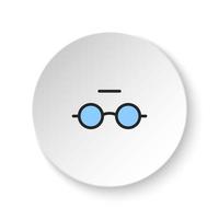 Round button for web icon, glasses, mark, unread. Button banner round, badge interface for application illustration on white background vector