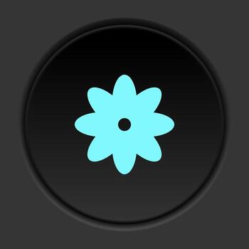 Round button icon Flower. Button banner round badge interface for application illustration on dark background vector