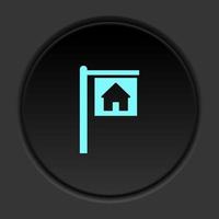 Round button icon House for rent. Button banner round badge interface for application illustration on dark background vector