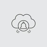 Cloud, computing, bells, outline, icon. Web Development Vector Icon. Element of simple symbol for websites, web design, mobile app, infographics. Line symbol for website design on white background