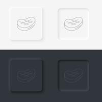 Neumorphic style black and white set food and drink vector icon. steak meat vector line icon icon set