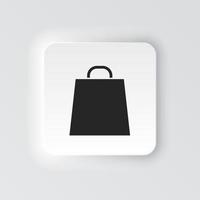 rectángulo botón icono bolso para yendo compras. botón bandera rectángulo Insignia interfaz para solicitud ilustración en neomórfico estilo en blanco antecedentes vector