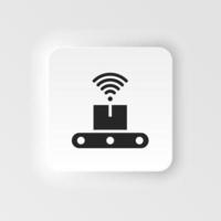 Mass production, conveyor man neumorphic style vector icon. Simple element illustration from UI concept. Mass production, conveyor man neumorphic style vector icon. Infographic concept on white