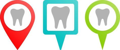 Tooth pin icon. Multicolor pin vector icon, diferent type map and navigation point.