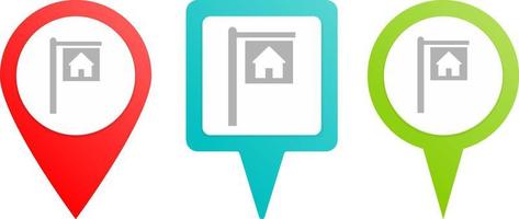 House for rent pin icon. Multicolor pin vector icon, diferent type map and navigation point.