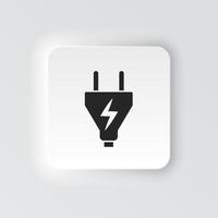 Rectangle button icon Electrical plug. Button banner Rectangle badge interface for application illustration on neomorphic style on white background vector