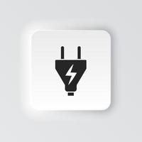 rectángulo botón icono eléctrico enchufar. botón bandera rectángulo Insignia interfaz para solicitud ilustración en neomórfico estilo en blanco antecedentes vector