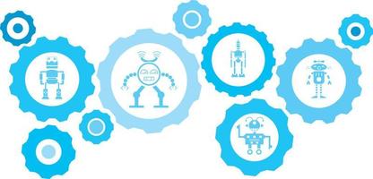 Business, businessman, confirance blue gear set. Abstract background with connected gears and icons for logistic, service, shipping, distribution, transport, market, communicate concepts vector