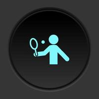 Round button icon Tennis man. Button banner round badge interface for application illustration on dark background vector