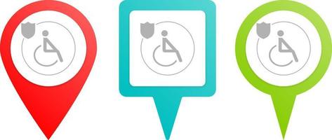 Multicolor pin vector icon, diferent type map and navigation point, human, insurance, health, disabled, icon, vector, insurable, fuse pin on white background