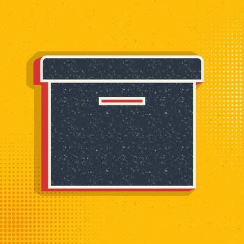 Office box pop art, retro icon. Vector illustration of pop art style on retro background