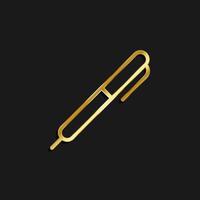 pen gold icon. Vector illustration of golden dark background .