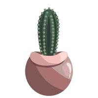 verde suculento cereus en cerámico maceta en un blanco. peruano manzana cactus, gigante club cactus, cobertura cactus, dama di añochi, Kayush vector