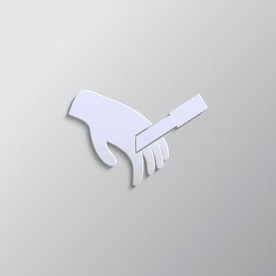 edges, pinch, hand paper style icon. Grey color vector background- Paper style vector icon.