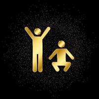 Exercise, mans gold, icon. Vector illustration of golden particle on gold vector background