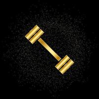 Dumbbell gold, icon. Vector illustration of golden particle on gold vector background