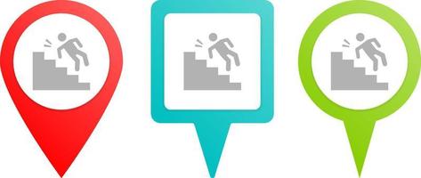 Accident, fall. Insurance. Multicolor pin vector icon, diferent type map and navigation point. on white background