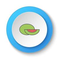 Round button for web icon, cantaloupe, fruit. Button banner round, badge interface for application illustration on white background vector