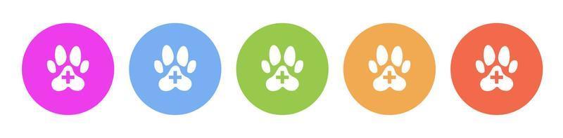 Multi colored flat icons on round backgrounds. Veterinarian multicolor circle vector icon on white background