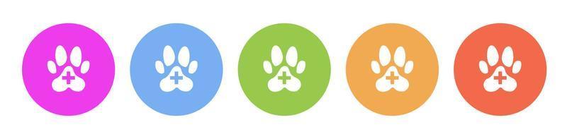 Multi colored flat icons on round backgrounds. Veterinarian multicolor circle vector icon on white background