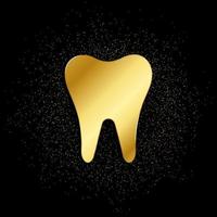 Tooth gold, icon. Vector illustration of golden particle on gold vector background