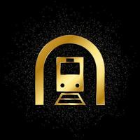 Train, tunnel gold, icon. Vector illustration of golden particle on gold vector background