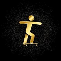 Skateboard gold, icon. Vector illustration of golden particle on gold vector background