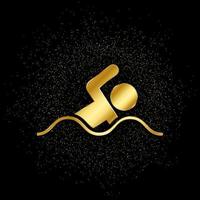 Swim, man gold, icon. Vector illustration of golden particle on gold vector background